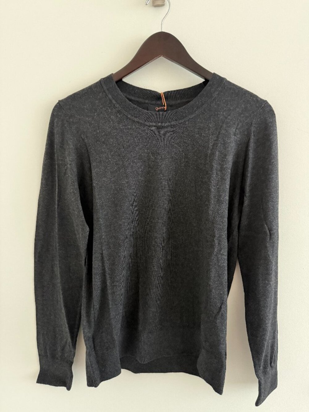 Quince Lightweight Cotton Cashmere Crew: Heather Charcoal, size M, new with tags